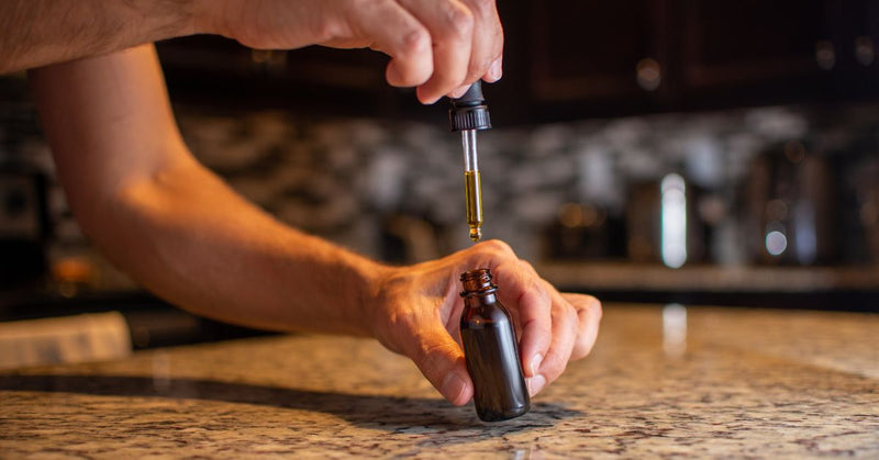  A glass bottle of herbal tincture.