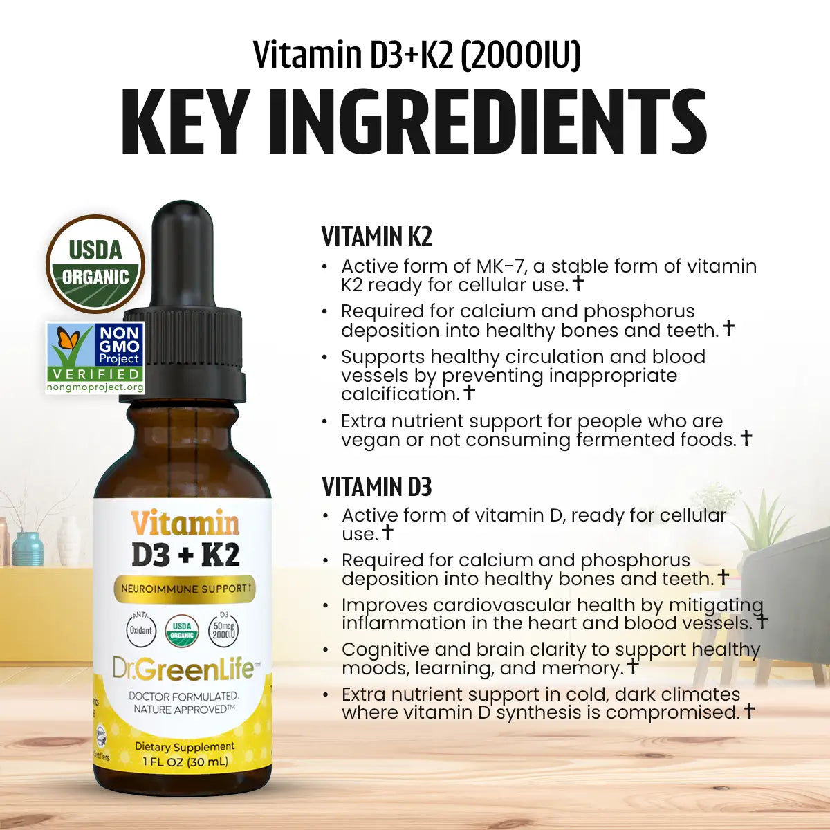 Vitamin D3+K2 (2,000IU)