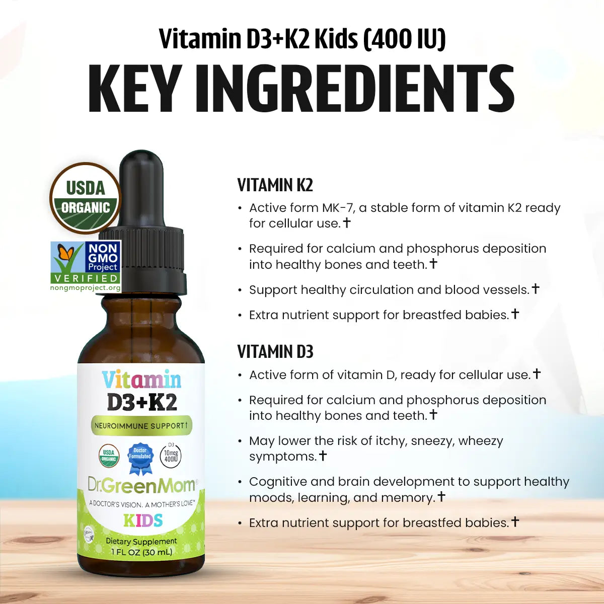 Vitamin D3+K2 (400IU)