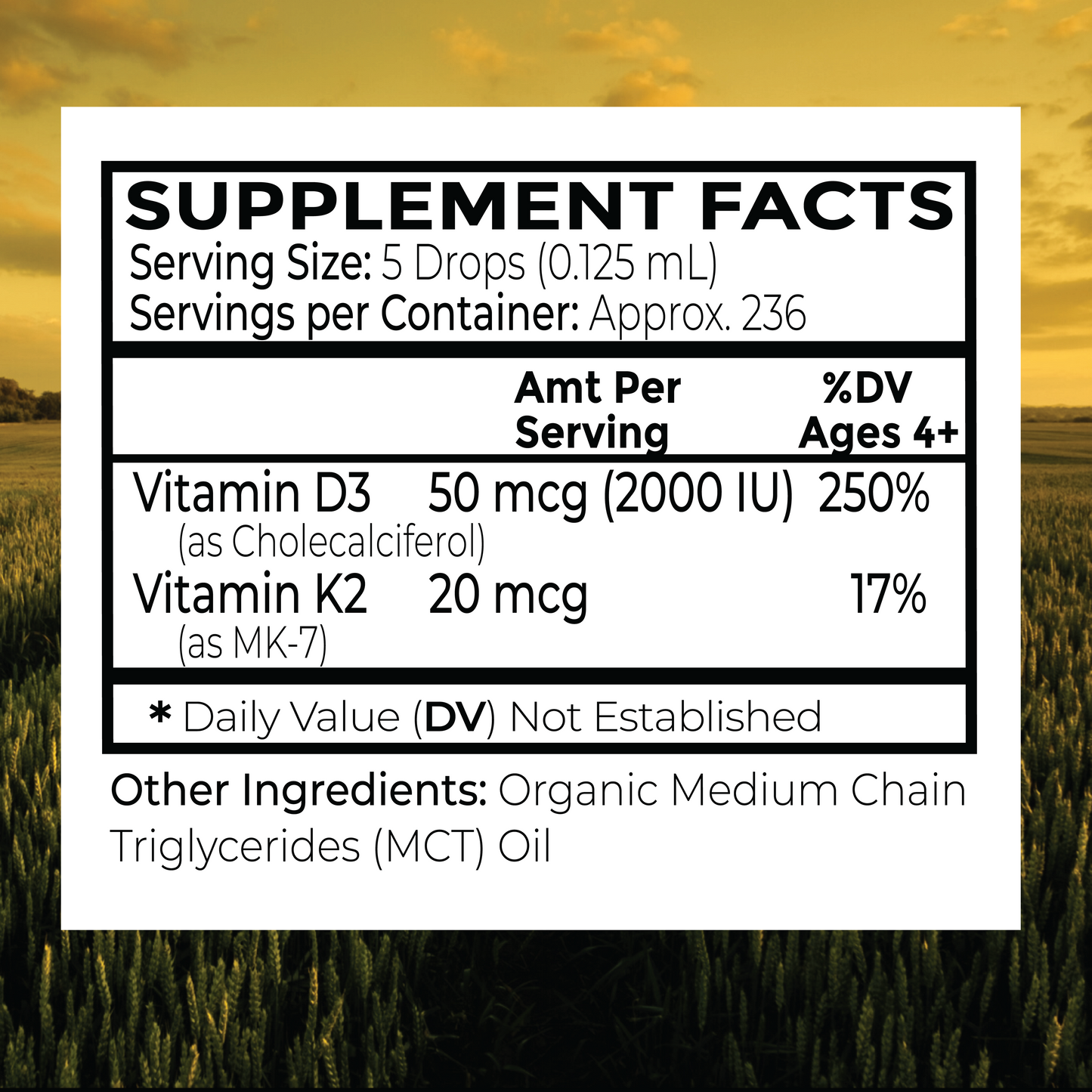 Vitamin D3+K2 (2,000IU)